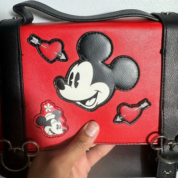 Primark Disney Red & Black Mickey Mouse Bag Tote (satchel) adjustable strap - Picture 2 of 11